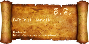 Bányi Henrik névjegykártya
